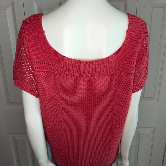 Ann Taylor Loft Pullover Sweater Women's Large Pink Short Sleeve Round Neck EUC - Picture 2 of 5